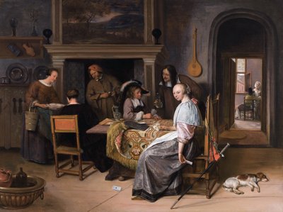 Les joueurs de cartes dans un intérieur - Jan Havickszoon Steen